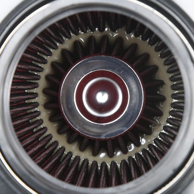 Universal 3/3.5/4" (75/89/100mm) High-Flow Air Filter, Reusable Cone Cold Air Intake, High Performance, Clamp-On Car High Flow Air Kit, Flange Diameter: 3/3.5/4 Inch, Height: 10 Inch, RED