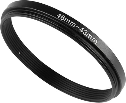 46-43mm Metal Step-Down Ring Adapter Compatible with Mirrorless Cameras DSLR Lens, UV CPL ND Filter Thread Converter, Black