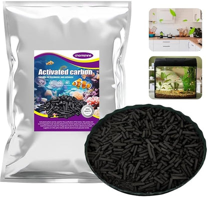Activated Carbon Pellets for Aquarium Filter Media Activated Charcoal Bulk Fish Tank Charcoal Pellets Carbon Aquarium Filter for Fish Tanks, Freshwater,Saltwater (1.1lb with Mesh Bag)