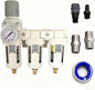 YSIL 3/8''NPT 3 Stage Filter and Regulator with Pressure Gauge Air Drying System with 5 and 0.5 and 0.01 Micron Brass Filter Pressure Regulator Combo Piggyback(Semi-Auto Drain）