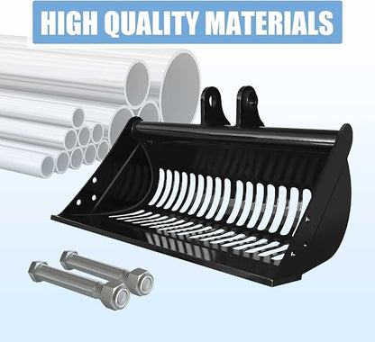 24-inch / 600-millimeter Screen Bucket, Excavator Accessory, Suitable for AGT and Other Chinese mini excavators, Used as a Filtering Frame Screen Bucket for Filtering and Sorting Materials.
