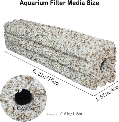 PINVNBY 6.2 Inch Large Filter Media for Aquarium,10 Pcs Fish Tank Ceramic Bio Blocks for Freshwater and Saltwater Sump Tank,Aquaculture and Koi Ponds