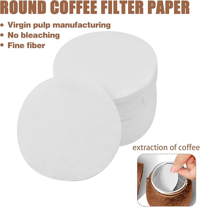 CEYAZYE 200 PCS Round Coffee Filter Paper, 56 mm Disposable Coffee Filters, Moka Coffee Pot Filter for Espresso Machine Portafilter Moka Pot, Quality Material Paper Fiber Heat Resistance