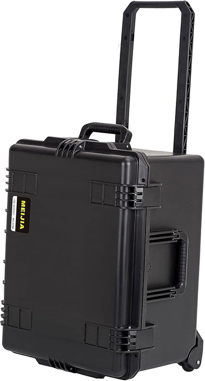 MEIJIA Portable All Weather Waterproof Rolling Hard Camera Case with Customizable Fit Foam and Wheels, 24.6"X19.7"X14.4",Elegant Black