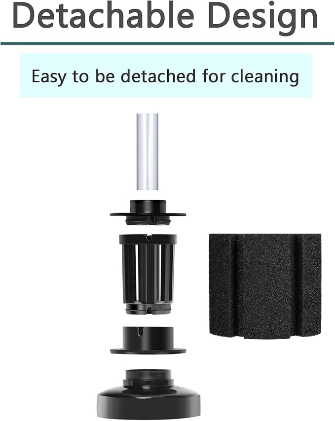 AQUANEAT Aquarium Air Powered Sponge Filter, Fish Tank Bio Bubble Filter with Airline Tubing, Valves, Suction Cup(up to 10Gal)