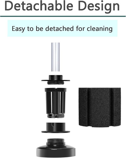 AQUANEAT Aquarium Air Powered Sponge Filter, Fish Tank Bio Bubble Filter with Airline Tubing, Valves, Suction Cup(up to 10Gal)