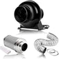 Ventilation Kit, 4 Inch Inline Fan 200 CFM Exhaust Blower, 4 Inch Carbon Fiber Filter Exhaust Fan Combo with 8 Feet Duct for Hydroponic Grow Tents and Basements