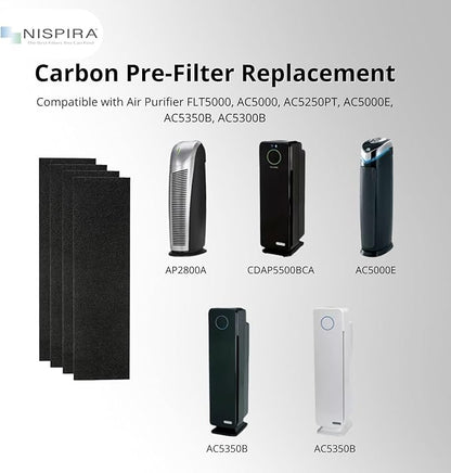 Nispira Carbon Pre-Filter 4 Sheet Compatible with Air Purifier FLT5000, AC5000, AC5250PT, AC5000E, AC5350B, AC5300B