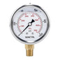 SENCTRL 0-1000 Psi Glycerin Liquid Filled Pressure Gauge, 2.5" Dial Size, 1/4" NPT Lower Mount, Stainless Steel Case, for Air Gas Water Oil Hydraulic Pressure Test