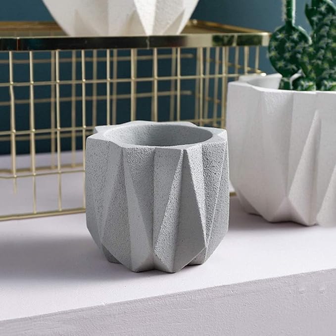 Outdoor Succulent Plantpot Cactus Plant Container Cement Flowerpot Container Modern Simple Planter Flower Vase Meat Plant Cement Container Concrete Flower Plant (Gray1 13cm*11.5cm)