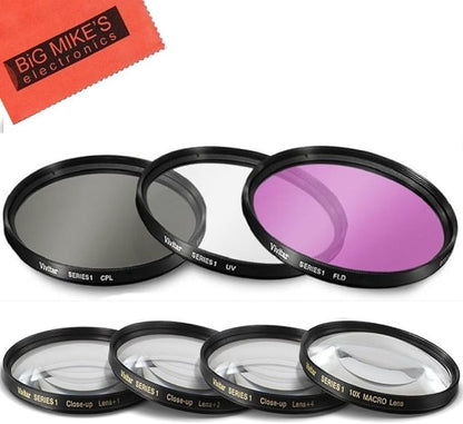 62mm 7PC Filter Set for Panasonic DMC-FZ1000 4K Point and Shoot Camera - Includes 3 PC Filter Kit (UV-CPL-FLD) and 4PC Close Up Filter Set (+1+2+4+10)