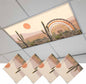 Fluorescent Light Covers for Ceiling Lights Cactus Desert Magnetic Light Filters 4 Pack 4x2 ft Sun Mountain Rainbow Bohemian Style Ceiling Lights Cover for Classroom Office School Home Drop Lamp Decor