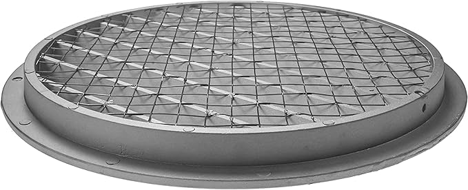Repa Market 12.4" Inch Aluminum Gray Soffit Air Vent Cover - Louvered Round Gable Vent with Mesh Screen - Exhaust/Intake Ventilation Grill - House, Attic, Bathroom - Indoor/Outdoor Metal Grate