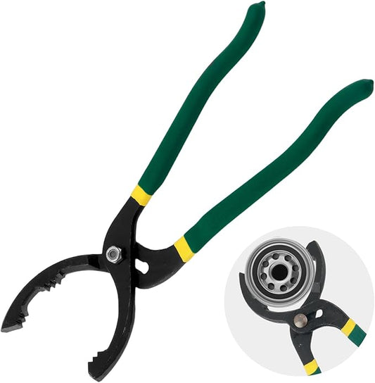 12" Adjustable Oil Filter Pliers,Car Oils Filters Removal Tool for Oils Filters Removals and Installation,Multi-Functional Oil Filter Wrench Tool with Non-Slip Handle