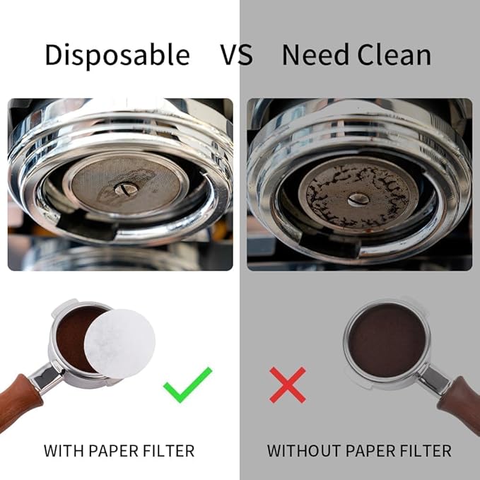 watchget 58mm Espresso Paper Filters - 100 Pcs Disposable Unbleached Coffee Filter Papers for Espresso Machines, Puck Screen, Portafilter Baskets, Compatible with 58mm Portafilters