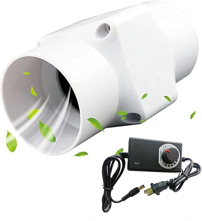 12v Inline Duct Fan 2 Inch with Variable Speed Controller 6w 22cfm HVAC Quiet Ventilation Booster Exhaust Blower Home Use for Grow Tents (Color : NO Adjustable Speed, Size : Black)