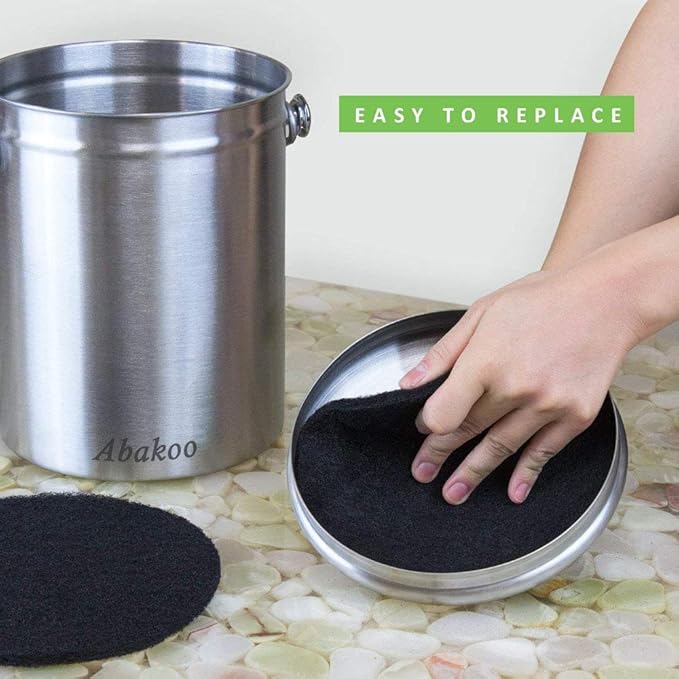 Abakoo Compost Bin Filters, 12 Packs, Activated Carbon Filters for Kitchen Compost Pail Filters Replacement for 1.6/1.8 Gallon Compost bin, 8.45 Inches, 6mm Thickness