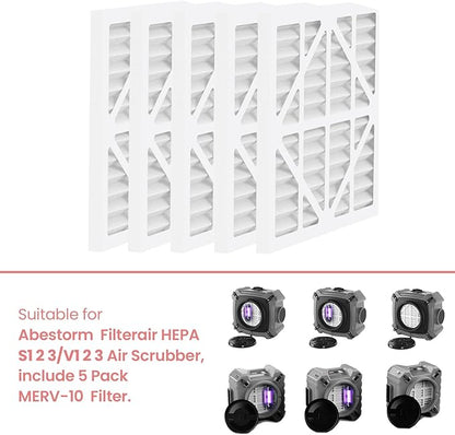 Abestorm MERV-10 Air Filter for Filteair HEPA S1 S2 S3 / Filteair HEPA V1 V2 V3 Air Scrubber, 14.5x13.7x0.8 (5Pack)