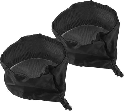 2 Pack Grow Tent Vent Duct Filter Covers with Elastic Band and Fixed Buckles, Silver-Coated Oxford and Mesh Cloth for Plant Greenhouses, Fits 4in 6in 8in Openings, Black(6in)