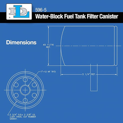 Dutton-Lainson Company - GOLDENROD Water Absorbing Fuel Filter Replacement Canister - 10 Micron Particle Removal for Gasoline, Diesel, Ethanol, and Biodiesel - Compatible with Water-Block Models 596