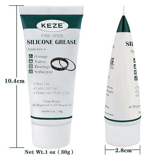 KEZE Food Grade Silicone Grease Pool Lube Tube O Rings Lubricant for Plumber Faucet Gasket Water Filter Rubber Seal Silicon Grease with Brush 1 oz 2-Pack