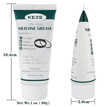 KEZE Food Grade Silicone Grease Pool Lube Tube O Rings Lubricant for Plumber Faucet Gasket Water Filter Rubber Seal Silicon Grease with Brush 1 oz 2-Pack