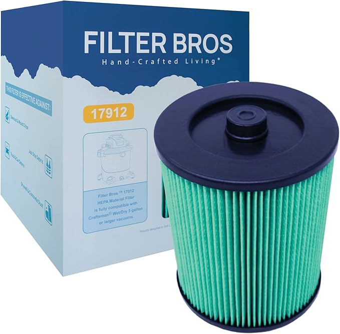 Filter Bros 17912 HEPA Replacement Fits Craftsman Shop Vacuums 5 Gal Plus