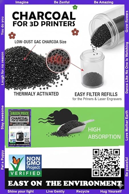 Activated Carbon for 3D Printers & Laser Engravers – Thermally Activated - Low-Dust GAC Charcoal - High-Absorption Filter Refill - 1 lb - Clean Filter - Print Cleaner - Save Money