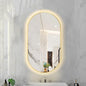 Oval LED Illuminated Bathroom Mirror, Wall-mounted Vanity Makeup Mirror with Demister Pad, 3 Dimmable Color Temperatures & Touch Control, Metal Frame Anti-Fog Lighted Wall Mirror ( Color : Golden Fram