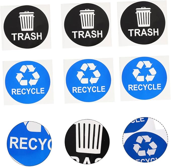 Tofficu 8pcs Hanging Trash Can Stickers Garbage Recycling Decals Material Remind Waste Sorting Habit