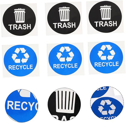 Tofficu 8pcs Hanging Trash Can Stickers Garbage Recycling Decals Material Remind Waste Sorting Habit