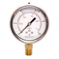 2-1/2" Oil Filled Vacuum Pressure Gauge - Stainless Steel Case, Brass, 1/4" NPT, Lower Mount Connection, 30HG/100PSI