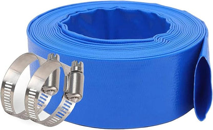 Eastran 3”Diameter x 50ft Blue Backwash Hose for Swimming Pools, 5 inch Width When Pool Hose Lay-Flat,Heavy Duty Discharge Hose Reinforced Pool Drain Hose,Draining Hoses Ideal for Water Transferring