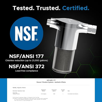 Aquamonster ACF Shower Filter | NSF Certified Chlorine Removal | 21,000 Gallon Long Life | Skin & Hair Moisture Care | Easy Install | Korean Technology | by Coolang
