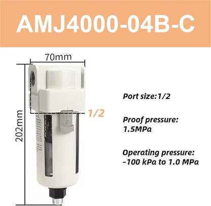 1pc Vacuum Water Droplet Separator Vacuum Pipeline Filter Negative Pressure Filter Element AMJ AMJ3000-03B(AMJ4000-04B-C)
