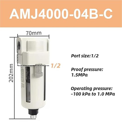 Vacuum Water Droplet Separator Pipeline Filter Negative Pressure Element AMJ AMJ3000-03B AMJ4000-04B-C 1Pcs(AMJ4000-04B-C)