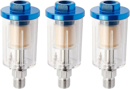 3 Pcs Compressed Air Filter Water Oil Separator, 1/4 Inch NPT Inlet and Outlet Water Separator Air Compressor Moisture Filter for Air Line Compressor Fitting