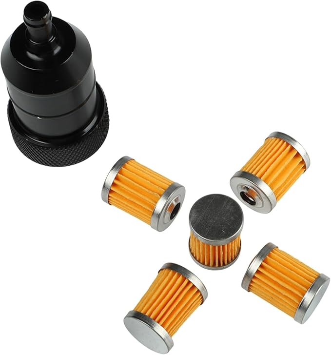8MM Aluminum Alloy Inline for Fuel Filter with 5 Reusable Elements for Motorcycle and Outdoor Power Equipment