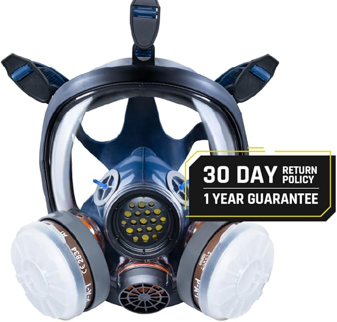 Parcil Distribution Full Face Respirator Mask with Filters – Durable Full Face Respirator Mask, Bayonet Filter Compatible