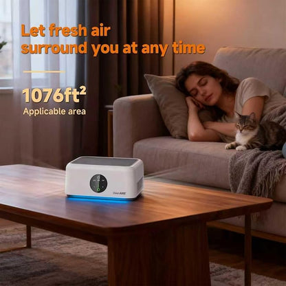 Home HEPA Air Purifier 3 Speed Control, 2/4/8H Timer, Filter Indicator, Ambient Light, 360° Outlet, Suitable for Living Rooms, Home Offices, Car Cup Holders & Dorms