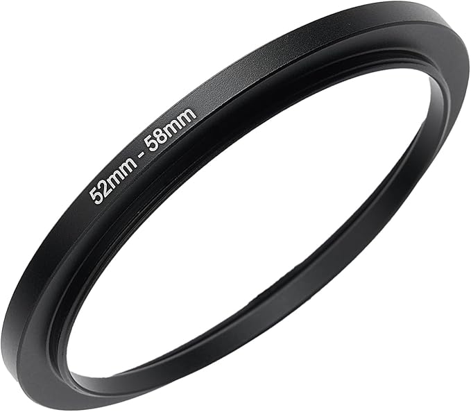 52mm to 58mm Step-up Adapter Rings Filter Adapter Black Metal Step Down Filter Ring Adapter Compatible with All Brand UV CPL ND Camera Lens Filter Stepping Rings (52mm-58mm)