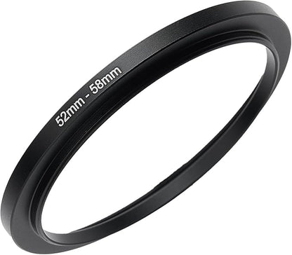 52mm to 58mm Step-up Adapter Rings Filter Adapter Black Metal Step Down Filter Ring Adapter Compatible with All Brand UV CPL ND Camera Lens Filter Stepping Rings (52mm-58mm)