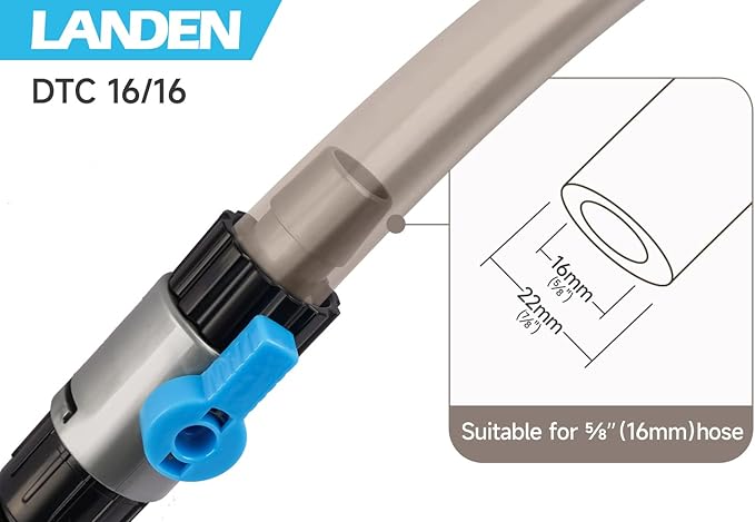 LANDEN Double Tab Connector for Aquarium, Canister Filter Hose Connector, Fish Tank Water Flow Control, Quick Release Valve-16/16X2pcs