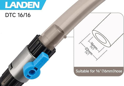 LANDEN Double Tab Connector for Aquarium, Canister Filter Hose Connector, Fish Tank Water Flow Control, Quick Release Valve-16/16X2pcs