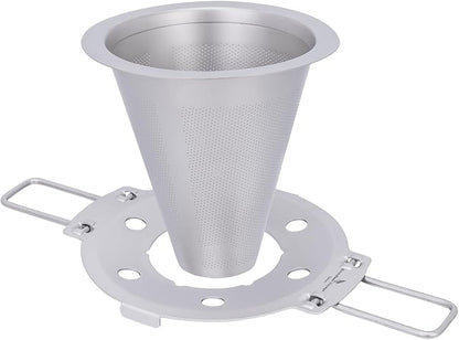 iBasingo Titanium Coffee Filter Pour Over Coffee Dripper with Foldable Holder Metal Cone Filter Paperless Reusable Portable for Home, Work, Outdoor Travel, Camping Ti6004P