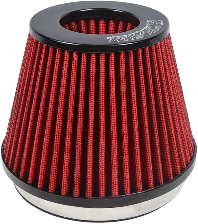 KYOSTAR Universal 6" (152mm) High-Flow Air Filter, Reusable Cone Cold Air Intake, High Performance, Washable, Clamp-On Car High Flow Air Kit, Flange Diameter: 6 Inch, Filter Height: 6.2 Inch, Red