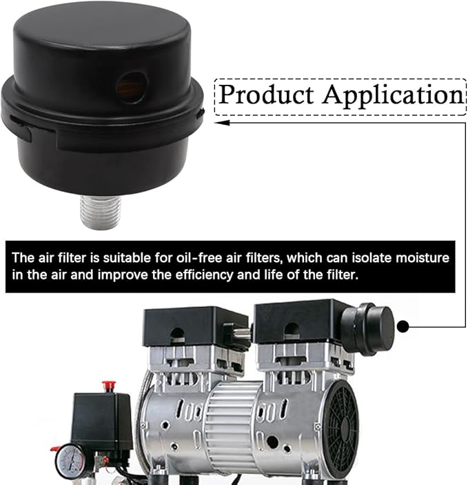 2 pcs 3/8" Thread Air Compressor Silencer, Air Compressor Intake Filter Sound Muffler Accessories 16mm for generators, blowers, exhaust ports
