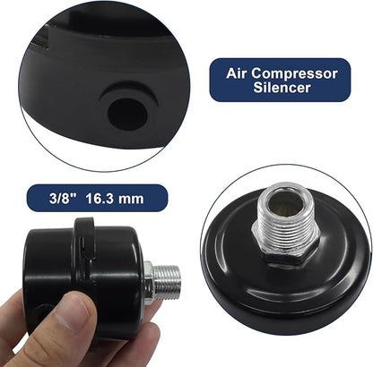 2 Pcs Air Compressor Silencer, 3/8 Inch Thread Intake Filter Muffler, 16 mm Air Compressor Silencer Filter for Generators and Blowers