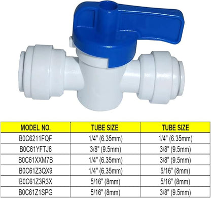 Food-Grade Quick Connector Push-In Tube Fitting,5/16" to 1/4" O.D. Reducing Shut Off Valve for Reverse Osmosis Water Filter Purifier (Pack of 10)