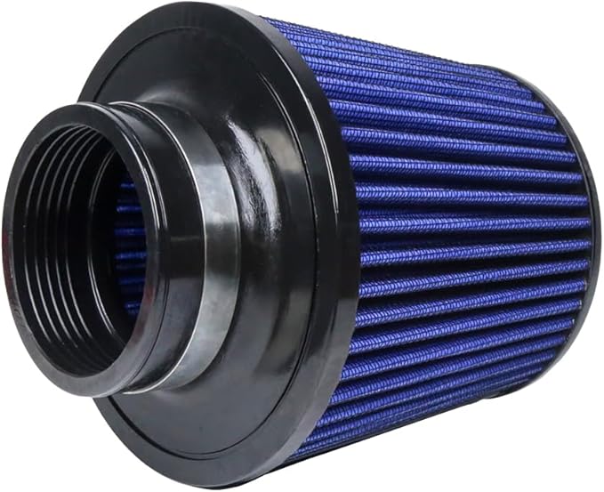KYOSTAR Carbon Fiber 3" (76mm) High-Flow Air Filter, Reusable Cone Cold Air Intake, High Performance, Washable, Clamp-On High Flow Air Kit, Flange Diameter: 3 Inch, Filter Height: 6.7 Inch, Blue